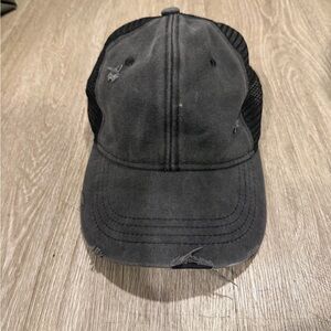 Distressed Black Trucker Cap
